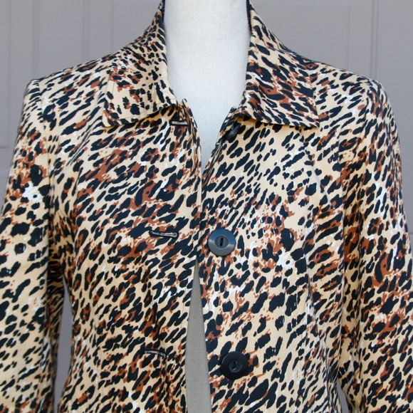 Animal Print Leopard Medium Length Coat X-Small - Picture 3 of 6